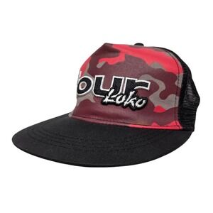 Four Loko Trucker Hat Mens Red Camo Mesh Back Snapback Promo Cap Promo Vtg
